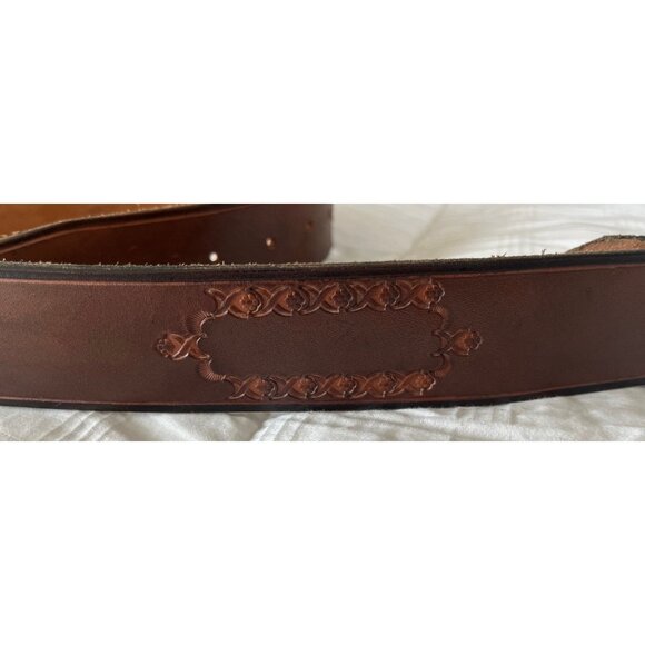 Vtg 1973 Handmade In Tlaquepaque Mexico Leather Belt With Snap To Inter Change - Picture 2 of 8